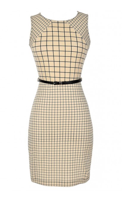 Gridlock Belted Sheath Dress 